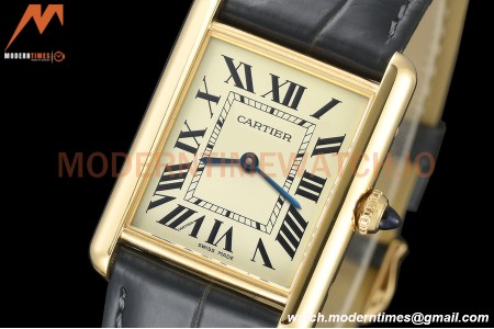 Cartier - Tank Louis Cartier 25.5mm Black YG/LE White DRF Swiss Qtz
