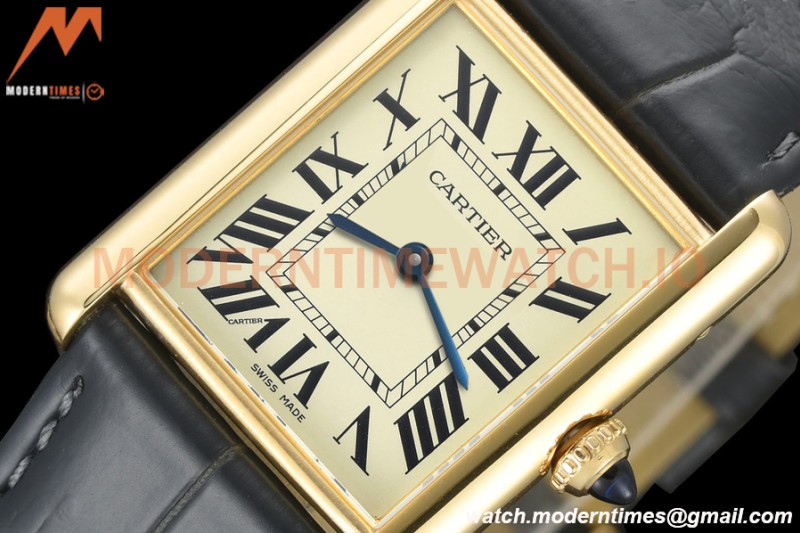 Cartier - Tank Louis Cartier 25.5mm Black YG/LE White DRF Swiss Qtz