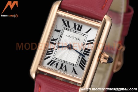 Cartier - Tank Louis Ladies 22mm RG/LE Silver AF Swiss Qtz