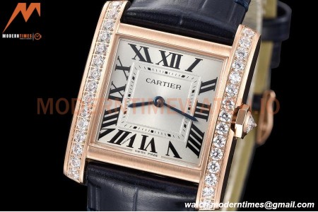 Cartier - Tank Francaise 27mm Medium Size RG/LE Blue/Silv Dia/Rmn 8848F Swiss Qtz