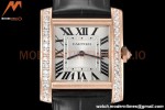 Cartier - Tank Francaise 27mm Medium Size RG/LE Blk/Silv Dia/Rmn 8848F Swiss Qtz