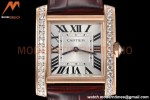 Cartier - Tank Francaise 27mm Medium Size RG/LE Brn/Silv Dia/Rmn 8848F Swiss Qtz