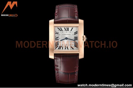 Cartier - Tank Francaise 27mm Medium Size RG/LE Brn/Silv/Rmn 8848F Swiss Qtz
