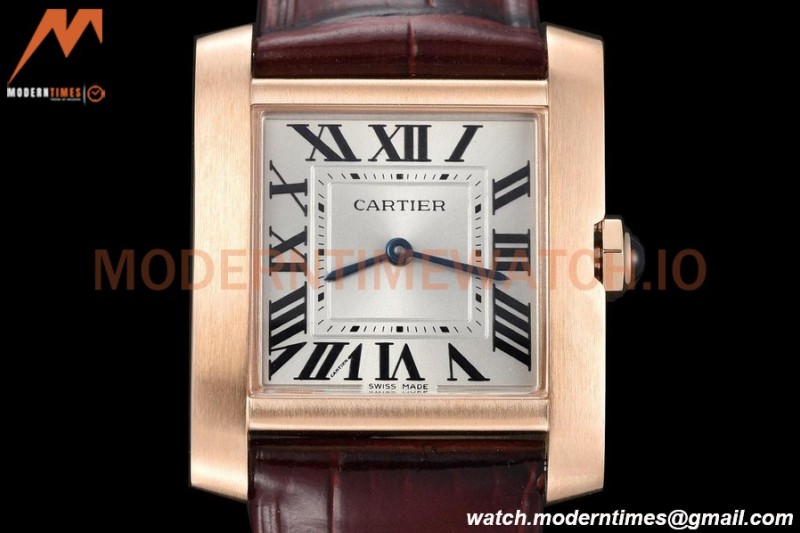 Cartier - Tank Francaise 27mm Medium Size RG/LE Brn/Silv/Rmn 8848F Swiss Qtz