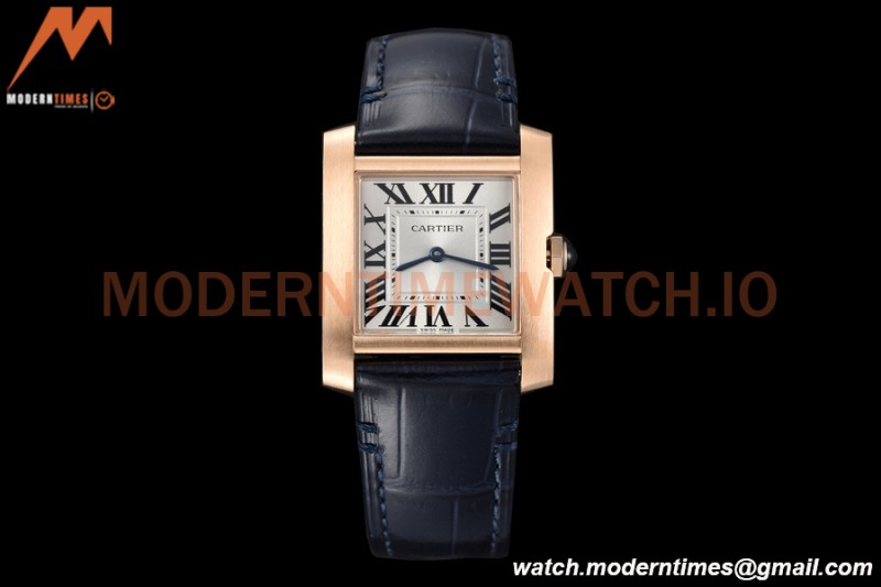 Cartier - Tank Francaise 27mm Medium Size RG/LE Blu/Silv/Rmn 8848F Swiss Qtz