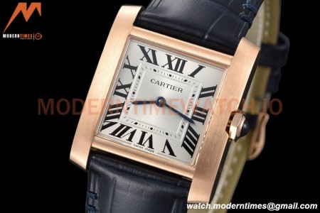 Cartier - Tank Francaise 27mm Medium Size RG/LE Blu/Silv/Rmn 8848F Swiss Qtz