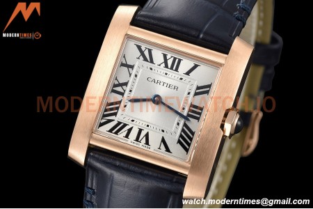 Cartier - Tank Francaise 27mm Medium Size RG/LE Blu/Silv/Rmn 8848F Swiss Qtz