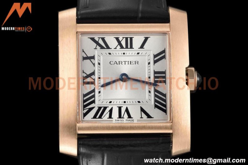 Cartier - Tank Francaise 27mm Medium Size RG/LE Blk/Silv/Rmn 8848F Swiss Qtz