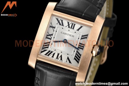 Cartier - Tank Francaise 27mm Medium Size RG/LE Blk/Silv/Rmn 8848F Swiss Qtz