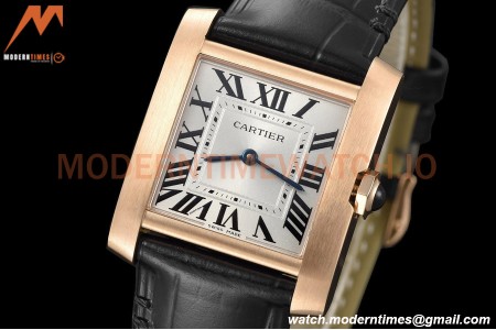 Cartier - Tank Francaise 27mm Medium Size RG/LE Blk/Silv/Rmn 8848F Swiss Qtz