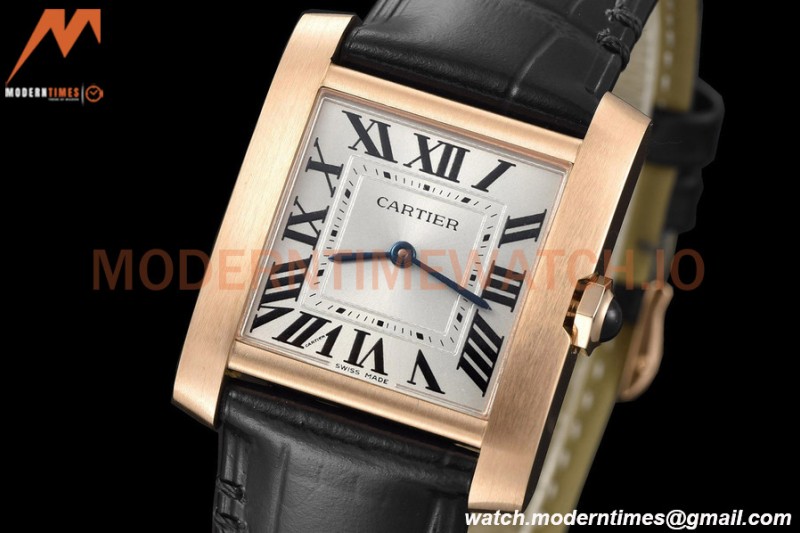 Cartier - Tank Francaise 27mm Medium Size RG/LE Blk/Silv/Rmn 8848F Swiss Qtz