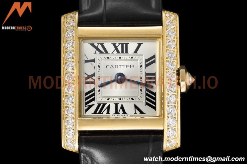 Cartier - Tank Francaise 21mm Small Size YG/LE Blk/Dia/Silv 8848F Swiss Qtz