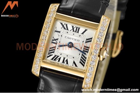 Cartier - Tank Francaise 21mm Small Size YG/LE Blk/Dia/Silv 8848F Swiss Qtz