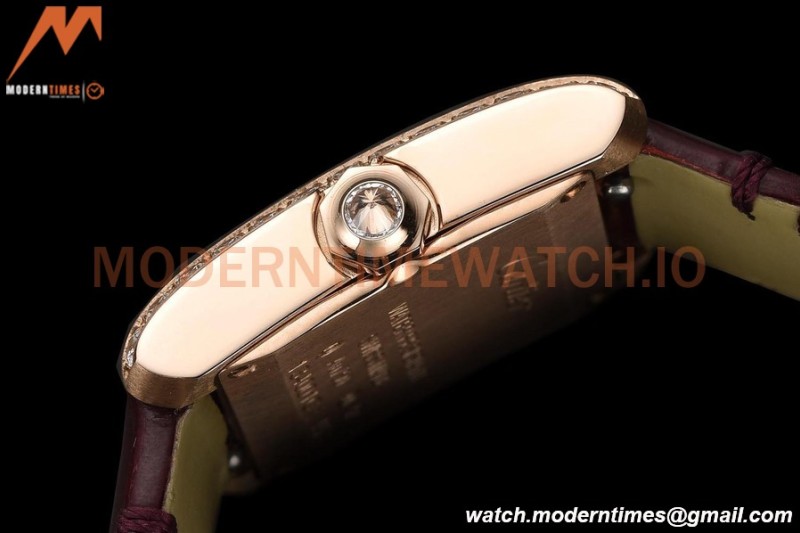Cartier - Tank Francaise 21mm Small Size RG/LE Brn/Dia/Silv 8848F Swiss Qtz
