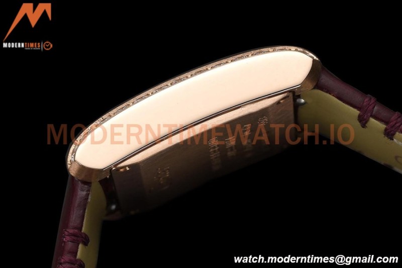 Cartier - Tank Francaise 21mm Small Size RG/LE Brn/Dia/Silv 8848F Swiss Qtz
