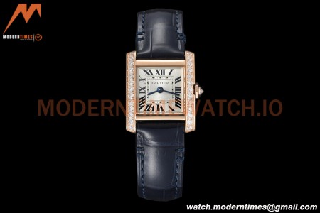 Cartier - Tank Francaise 21mm Small Size RG/LE Blue/Dia/Silv 8848F Swiss Qtz