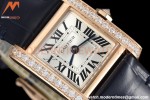Cartier - Tank Francaise 21mm Small Size RG/LE Blue/Dia/Silv 8848F Swiss Qtz