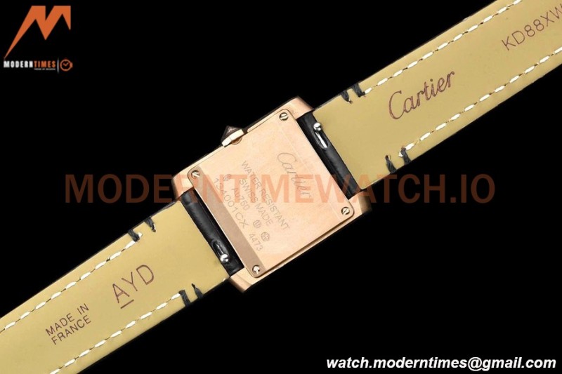 Cartier - Tank Francaise 21mm Small Size RG/LE Blk/Dia/Silv 8848F Swiss Qtz