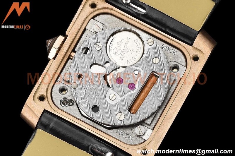 Cartier - Tank Francaise 21mm Small Size RG/LE Blk/Dia/Silv 8848F Swiss Qtz