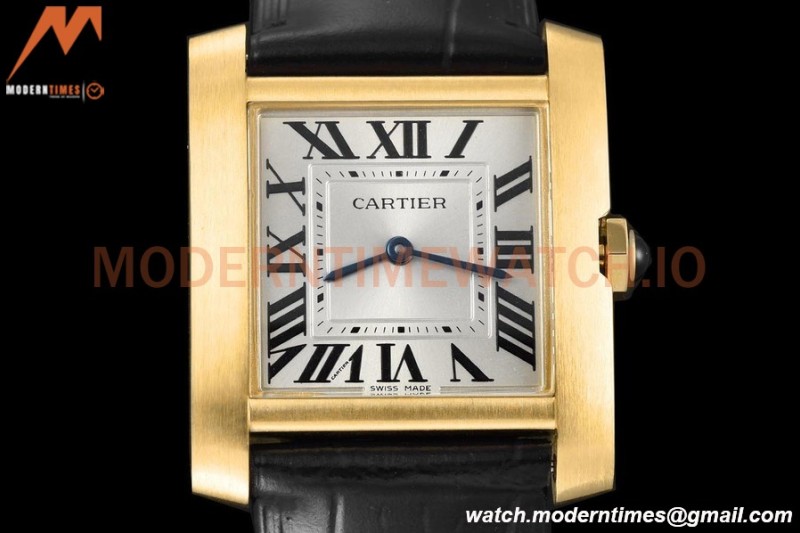 Cartier - Tank Francaise 27mm Medium Size YG/LE Blk/Silv 8848F Swiss Qtz