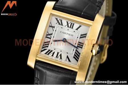 Cartier - Tank Francaise 27mm Medium Size YG/LE Blk/Silv 8848F Swiss Qtz