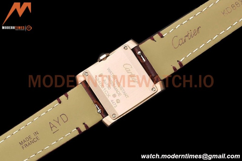 Cartier - Tank Francaise 21mm Small Size RG/LE Brn/Silv 8848F Swiss Qtz