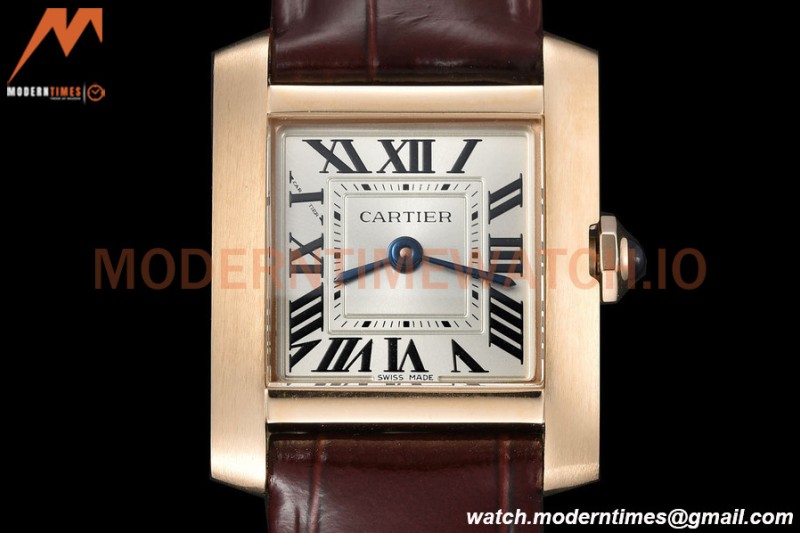 Cartier - Tank Francaise 21mm Small Size RG/LE Brn/Silv 8848F Swiss Qtz