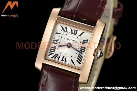 Cartier - Tank Francaise 21mm Small Size RG/LE Brn/Silv 8848F Swiss Qtz