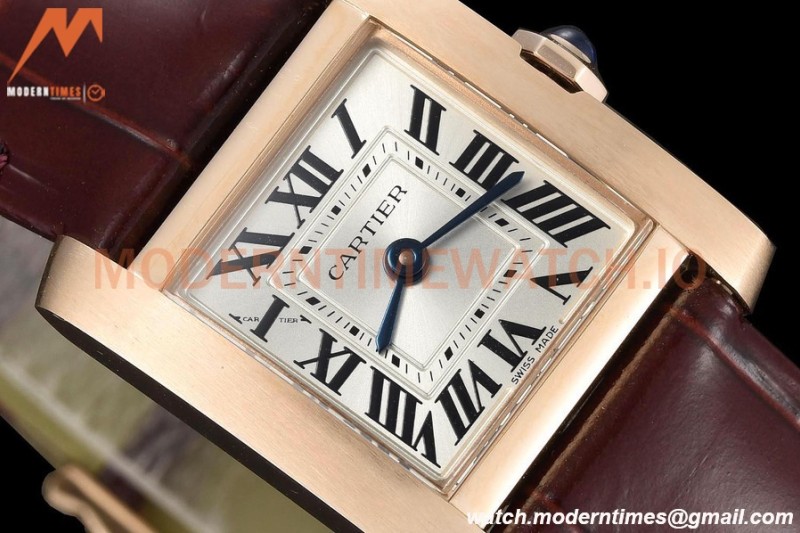 Cartier - Tank Francaise 21mm Small Size RG/LE Brn/Silv 8848F Swiss Qtz