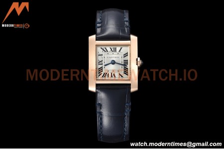 Cartier - Tank Francaise 21mm Small Size RG/LE Blue/Silv 8848F Swiss Qtz