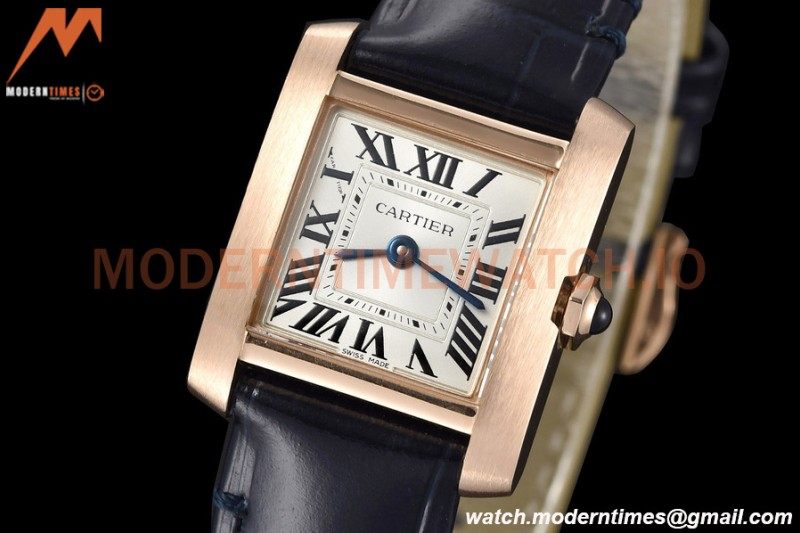 Cartier - Tank Francaise 21mm Small Size RG/LE Blue/Silv 8848F Swiss Qtz