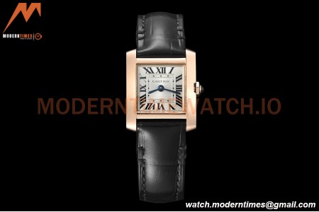 Cartier - Tank Francaise 21mm Small Size RG/LE Blk/Silv 8848F Swiss Qtz