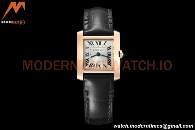 Cartier - Tank Francaise 21mm Small Size RG/LE Blk/Silv 8848F Swiss Qtz