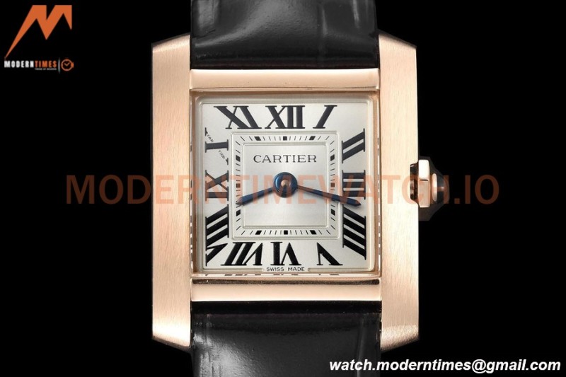 Cartier - Tank Francaise 21mm Small Size RG/LE Blk/Silv 8848F Swiss Qtz