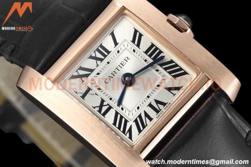 Cartier - Tank Francaise 21mm Small Size RG/LE Blk/Silv 8848F Swiss Qtz