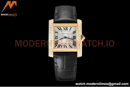 Cartier - Tank Francaise 27mm Medium Size YG/LE Blk/Dia/Silv 8848F Swiss Qtz