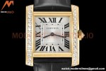 Cartier - Tank Francaise 27mm Medium Size YG/LE Blk/Dia/Silv 8848F Swiss Qtz