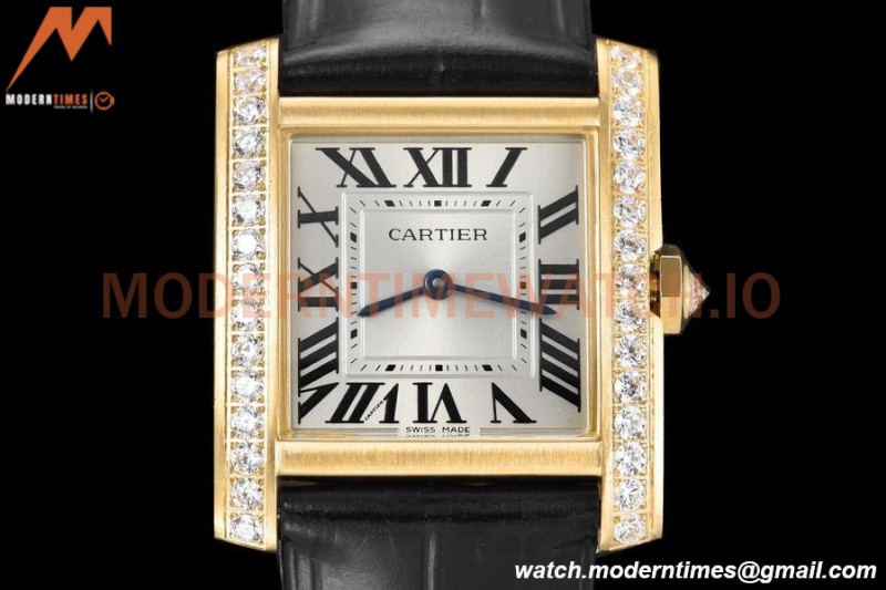 Cartier - Tank Francaise 27mm Medium Size YG/LE Blk/Dia/Silv 8848F Swiss Qtz