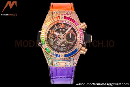 Hublot - Big Bang Unico 45mm Rainbow Diamond RG/RU Blk/Ske BBF A1280