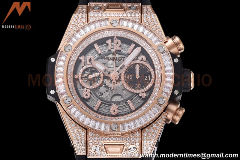 Hublot - Big Bang Unico 44mm Diamond RG/RU Dia-Blk/Ske BBF A1280