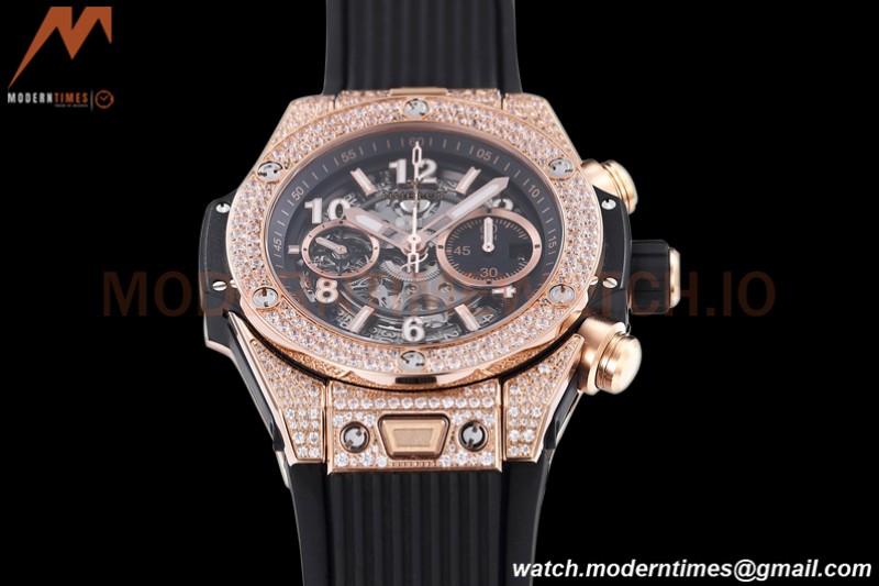 Hublot - Big Bang Unico 44mm Diamond RG/RU Blk/Ske BBF A1280