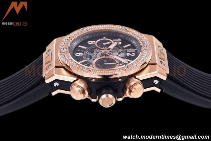 Hublot - Big Bang Unico 44mm Diamond Bezel RG/RU Blk/Ske BBF A1280