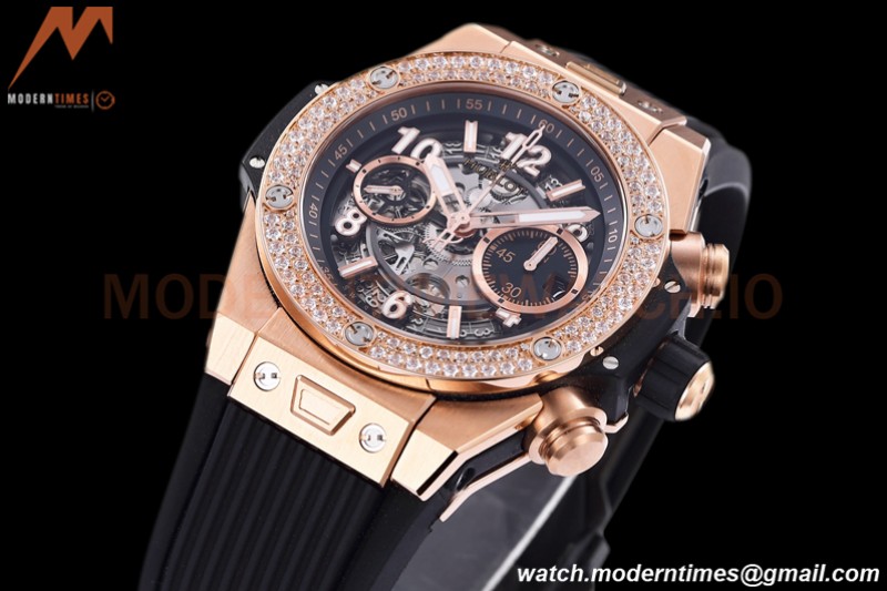 Hublot - Big Bang Unico 44mm Diamond Bezel RG/RU Blk/Ske BBF A1280