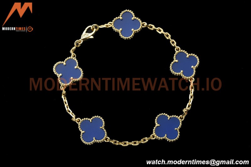 Van Cleef & Arpels 5 Motif Vintage Alhambra Malachite Gold Bracelet – 아이코닉한 레플리카