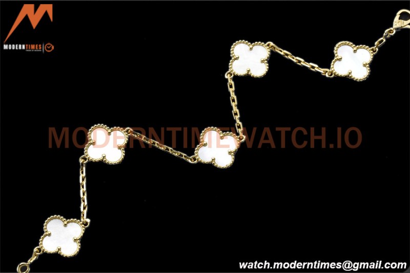 Van Cleef & Arpels 5 Motif Vintage Alhambra Malachite Gold Bracelet – 아이코닉한 레플리카