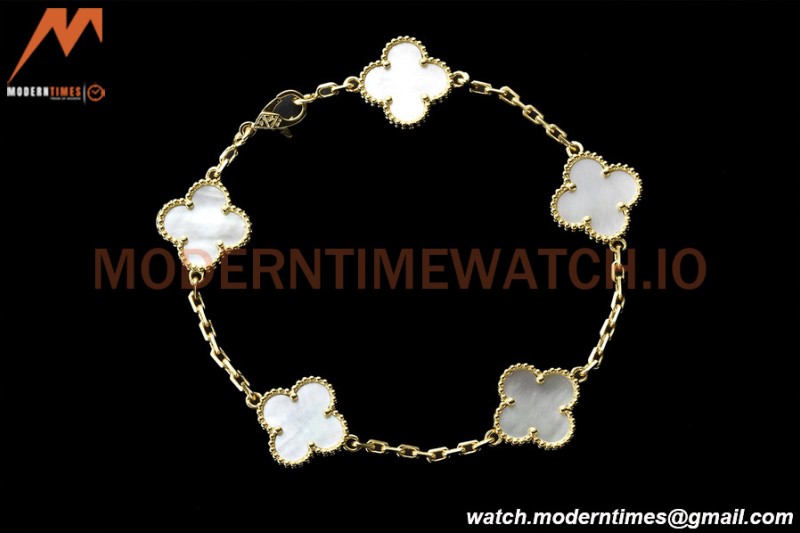 Van Cleef & Arpels 5 Motif Vintage Alhambra Malachite Gold Bracelet – 아이코닉한 레플리카