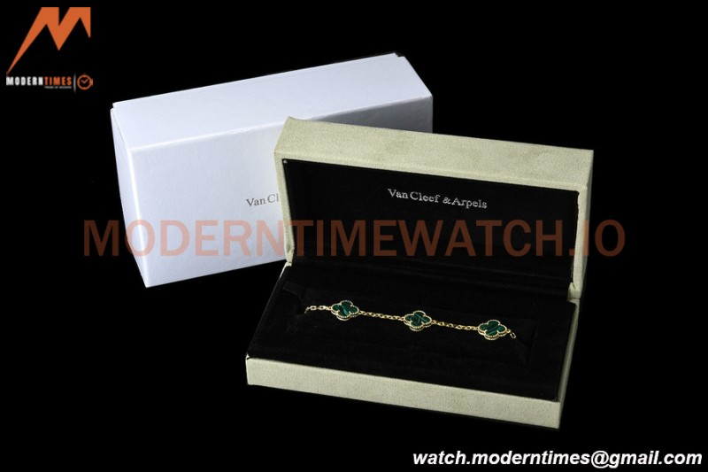 Van Cleef & Arpels 5 Motif Vintage Alhambra Malachite Gold Bracelet – 아이코닉한 레플리카