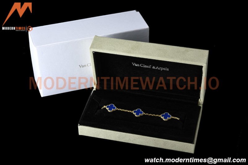 Van Cleef & Arpels 5 Motif Vintage Alhambra Malachite Gold Bracelet – 아이코닉한 레플리카