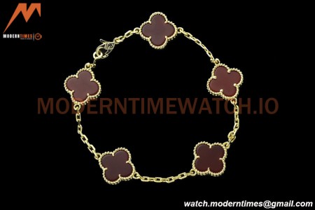 Van Cleef & Arpels 5 Motif Vintage Alhambra Malachite Gold Bracelet