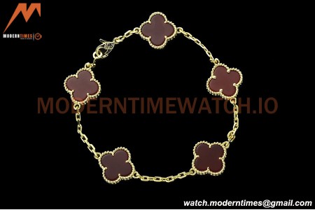 Van Cleef & Arpels 5 Motif Vintage Alhambra Malachite Gold Bracelet Gift